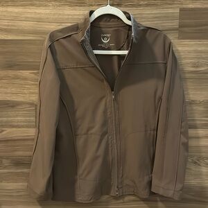 Chicos Zenergy Light Brown Zip Pocket Full Zip Lightweight Jacket Size 1 is 8